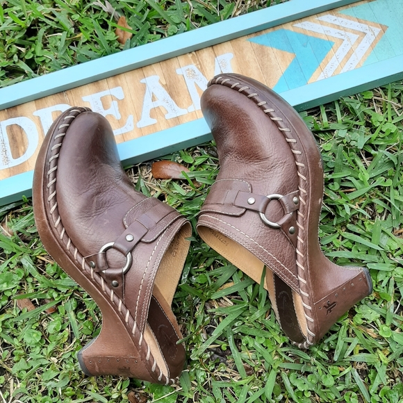 Frye Shoes - FRYE Mule Platform Wedge Harness Slip On Charlotte